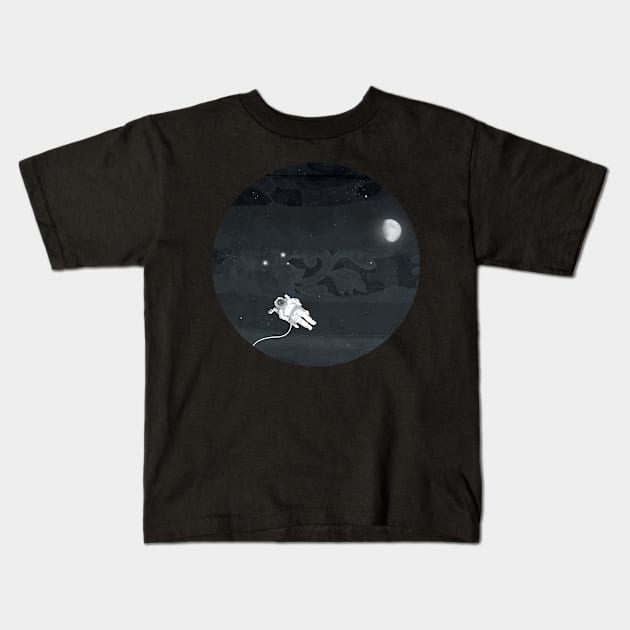 Solitude in Space Kids T-Shirt by KatherineBlowerDesigns